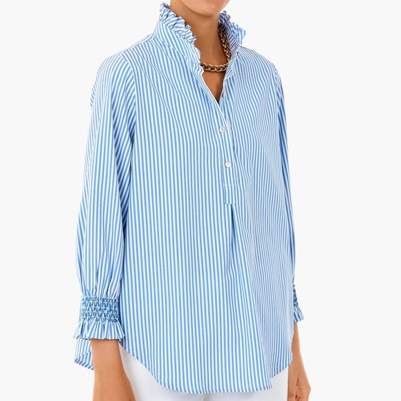 Tuckernuck Tops - Tuckernuck Teagan Popover Top Blue White Stripe